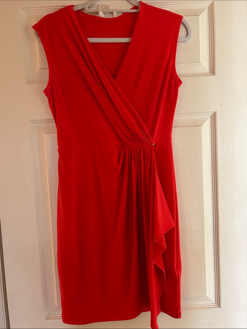 MICHAEL Michael Kors Red Faux-Wrap Midi Dress